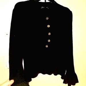 INC posh button flair sleeve black jacket